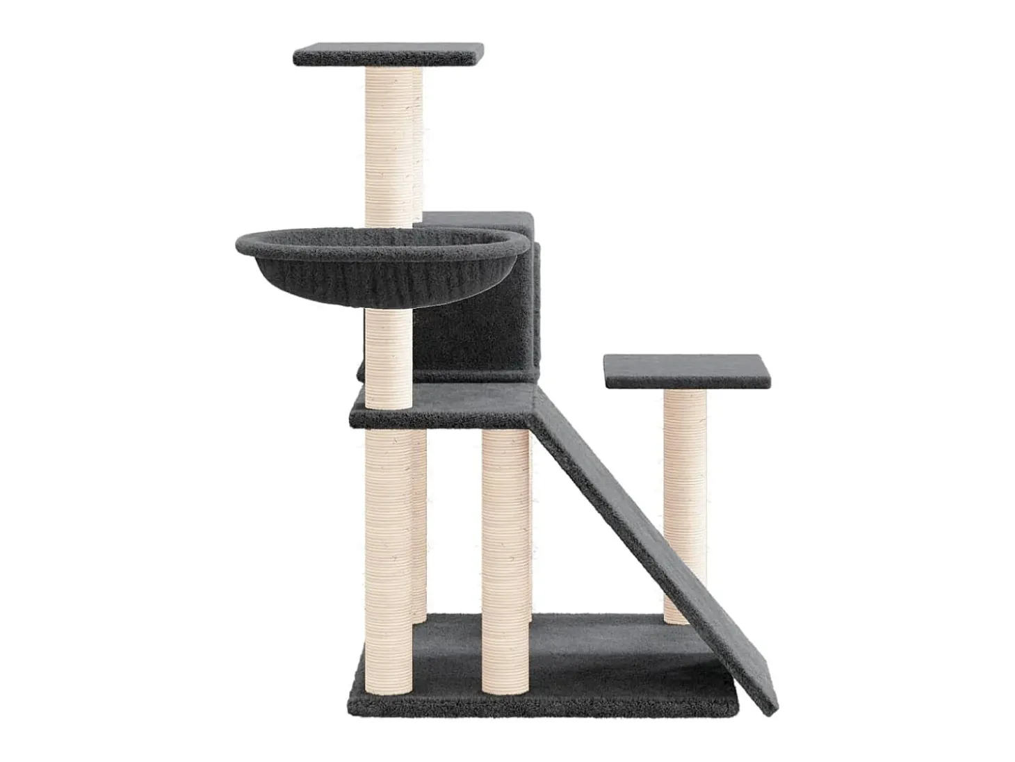 Árvore p/ gatos c/ postes arranhadores sisal 82 cm cinza-escuro