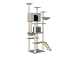 Árvore p/ gatos c/ postes arranhadores sisal 191 cm cinza-claro