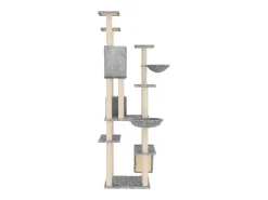 Árvore p/ gatos c/ postes arranhadores sisal 191 cm cinza-claro