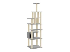 Árvore p/ gatos c/ postes arranhadores sisal 183 cm cinza-claro