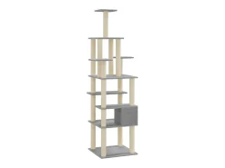 Árvore p/ gatos c/ postes arranhadores sisal 183 cm cinza-claro