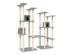 Árvore p/ gatos c/ postes arranhadores sisal 174 cm cinza-claro