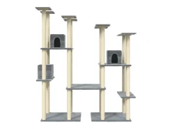 Árvore p/ gatos c/ postes arranhadores sisal 174 cm cinza-claro