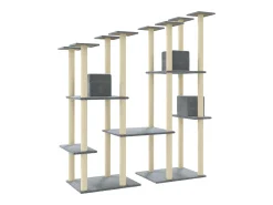 Árvore p/ gatos c/ postes arranhadores sisal 174 cm cinza-claro