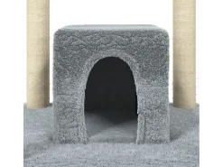 Árvore p/ gatos c/ postes arranhadores sisal 174 cm cinza-claro