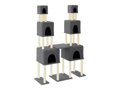Árvore p/ gatos c/ postes arranhadores sisal 199cm cinza-escuro