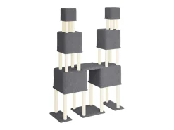 Árvore p/ gatos c/ postes arranhadores sisal 199cm cinza-escuro