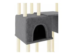 Árvore p/ gatos c/ postes arranhadores sisal 199cm cinza-escuro