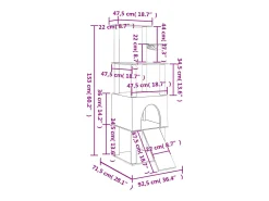 Árvore p/ gatos c/ postes arranhadores sisal 153 cm cinza-claro