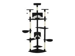 Árvore p/ gatos c/ postes arranhadores sisal 203cm preto/branco
