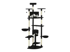 Árvore p/ gatos c/ postes arranhadores sisal 203cm preto/branco