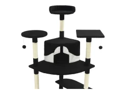 Árvore p/ gatos c/ postes arranhadores sisal 203cm preto/branco