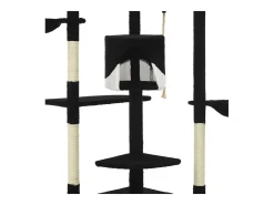 Árvore p/ gatos c/ postes arranhadores sisal 203cm preto/branco