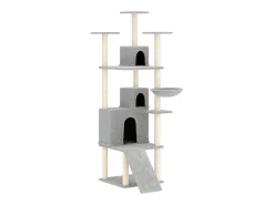 Árvore p/ gatos c/ postes arranhadores sisal 175 cm cinza-claro