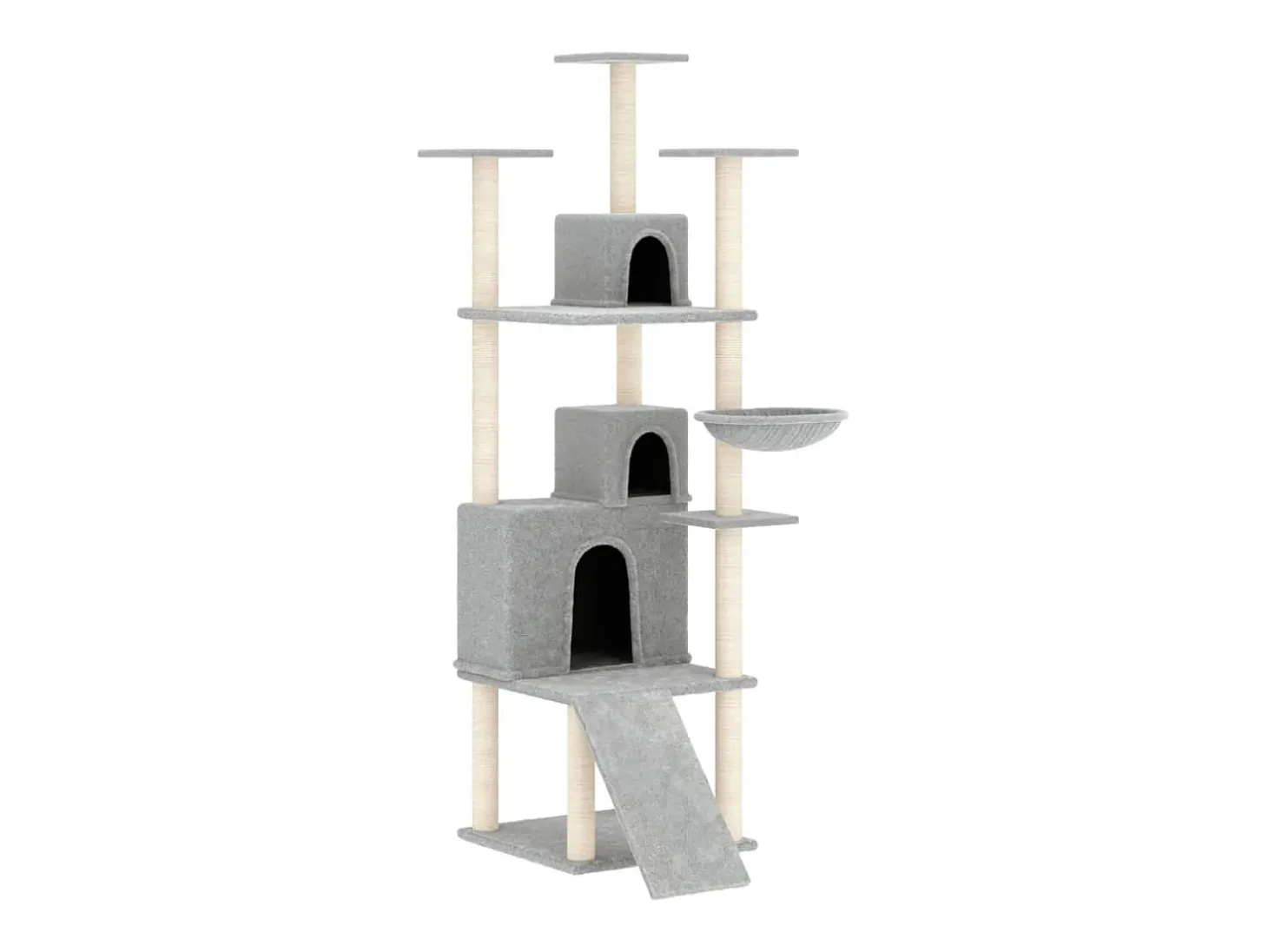 Árvore p/ gatos c/ postes arranhadores sisal 175 cm cinza-claro