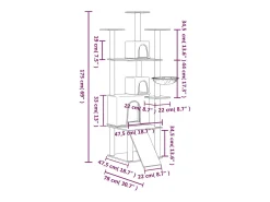 Árvore p/ gatos c/ postes arranhadores sisal 175 cm cinza-claro
