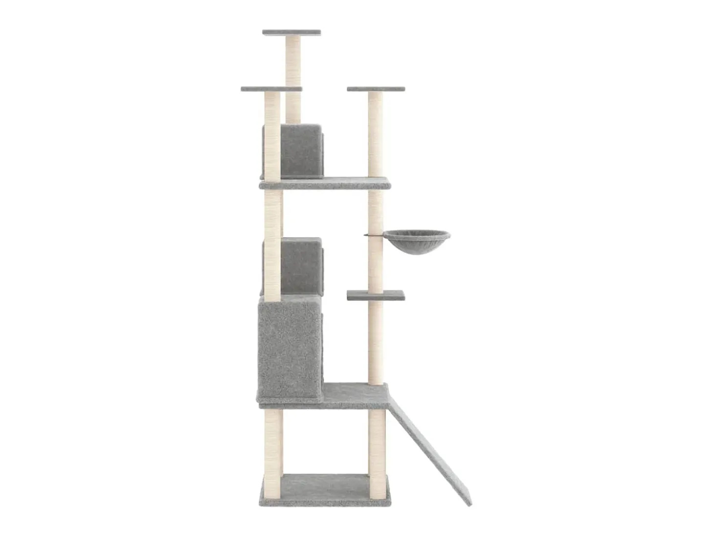 Árvore p/ gatos c/ postes arranhadores sisal 175 cm cinza-claro