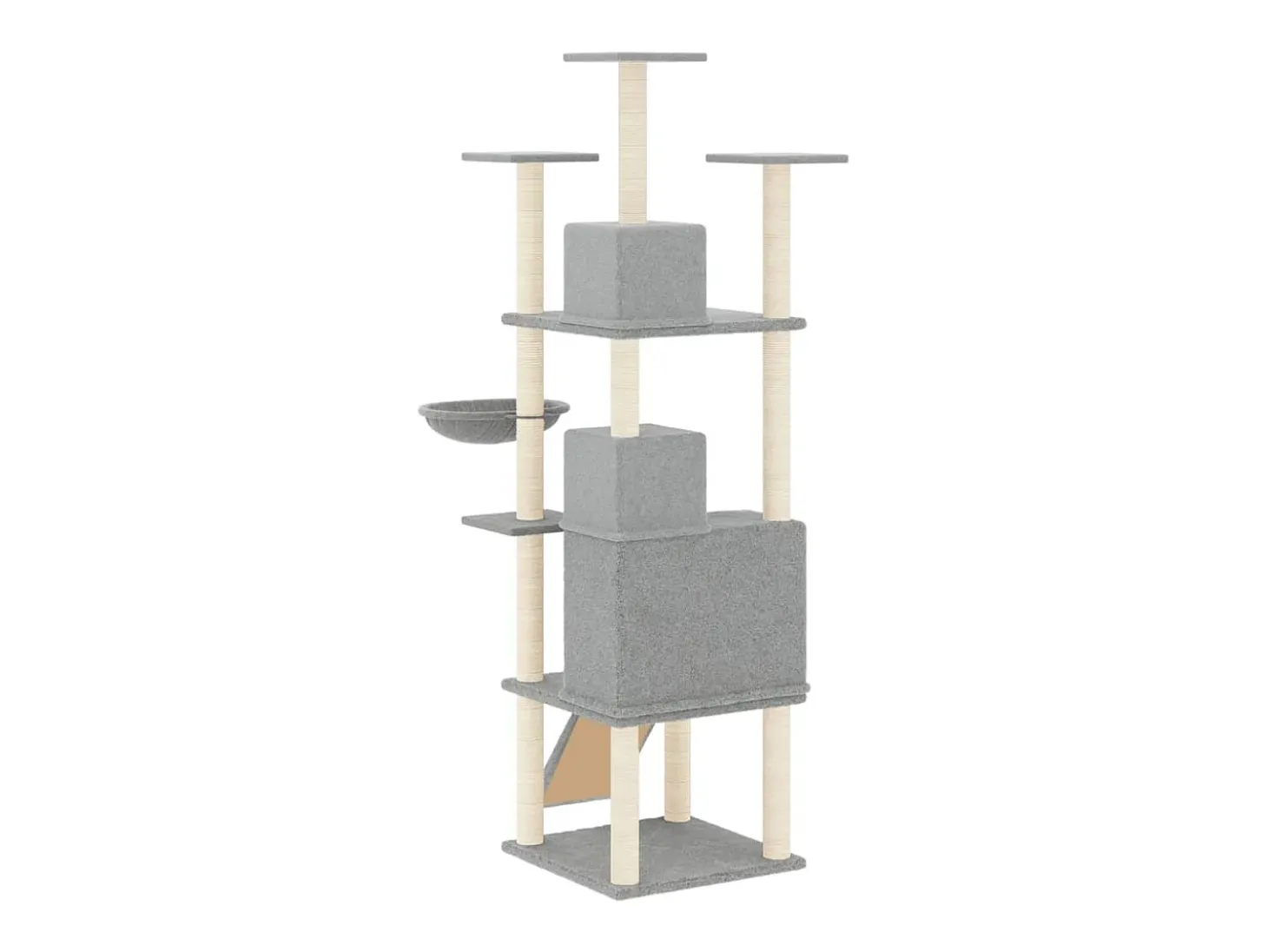 Árvore p/ gatos c/ postes arranhadores sisal 175 cm cinza-claro