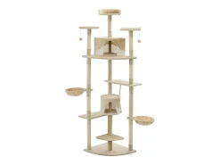 Árvore p/ gatos c/ postes arranhadores sisal 203 cm bege/branco