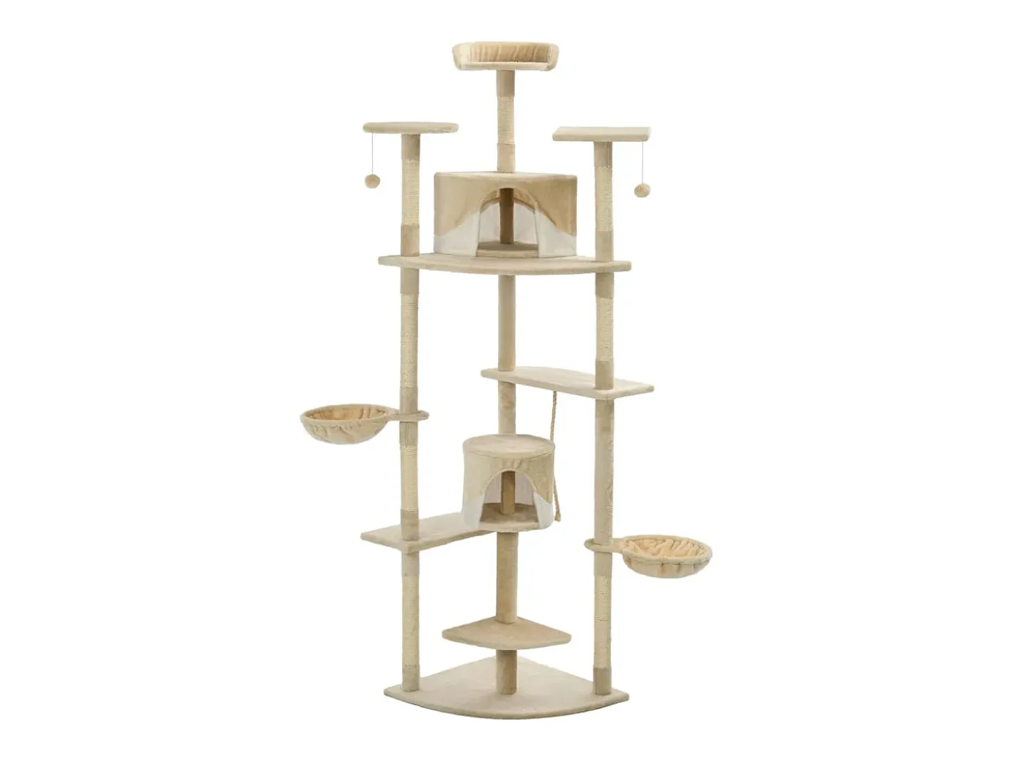 Árvore p/ gatos c/ postes arranhadores sisal 203 cm bege/branco