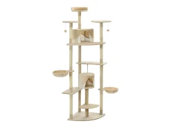 Árvore p/ gatos c/ postes arranhadores sisal 203 cm bege/branco
