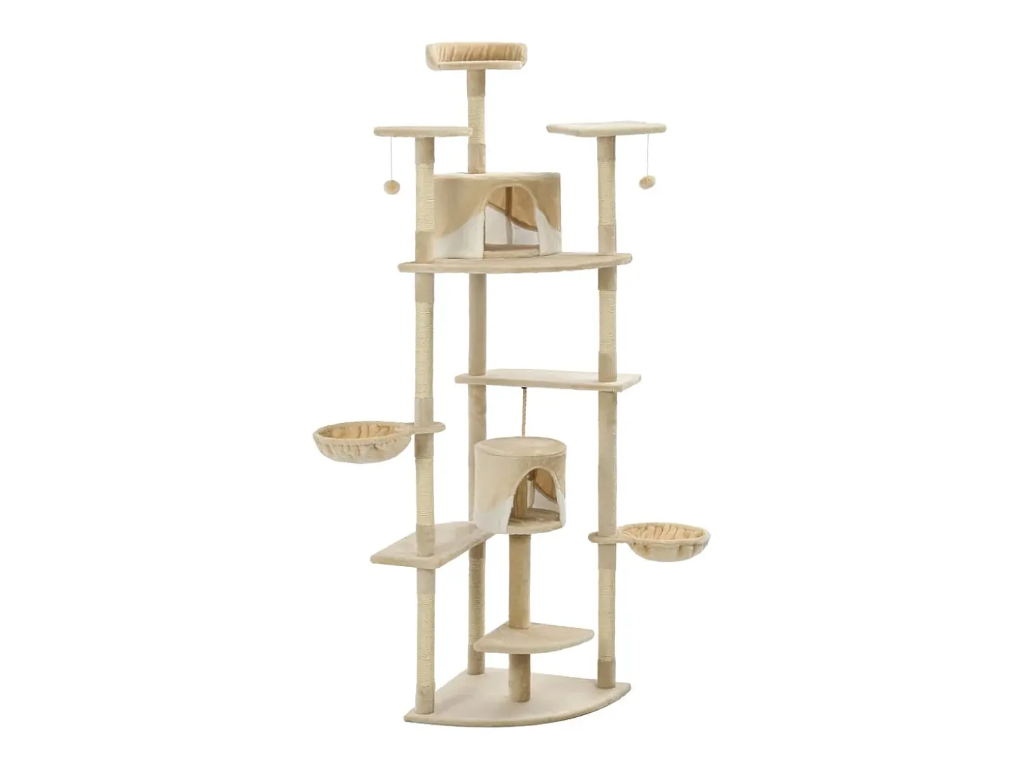 Árvore p/ gatos c/ postes arranhadores sisal 203 cm bege/branco