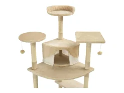 Árvore p/ gatos c/ postes arranhadores sisal 203 cm bege/branco