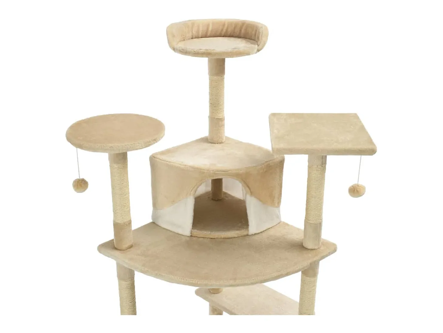Árvore p/ gatos c/ postes arranhadores sisal 203 cm bege/branco
