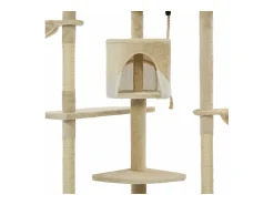 Árvore p/ gatos c/ postes arranhadores sisal 203 cm bege/branco