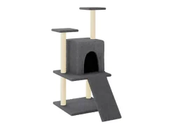 Árvore p/ gatos c/ postes arranhadores sisal 110cm cinza-escuro