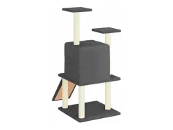 Árvore p/ gatos c/ postes arranhadores sisal 110cm cinza-escuro