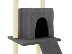 Árvore p/ gatos c/ postes arranhadores sisal 110cm cinza-escuro