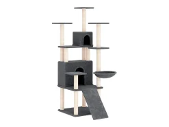 Árvore p/ gatos c/ postes arranhadores sisal 154cm cinza-escuro