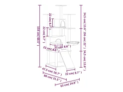 Árvore p/ gatos c/ postes arranhadores sisal 154cm cinza-escuro