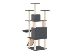 Árvore p/ gatos c/ postes arranhadores sisal 154cm cinza-escuro