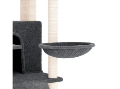 Árvore p/ gatos c/ postes arranhadores sisal 154cm cinza-escuro