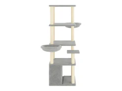 Árvore p/ gatos c/ postes arranhadores sisal 147 cm cinza-claro