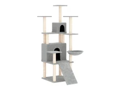 Árvore p/ gatos c/ postes arranhadores sisal 154 cm cinza-claro