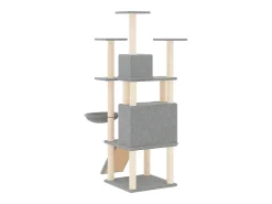 Árvore p/ gatos c/ postes arranhadores sisal 154 cm cinza-claro