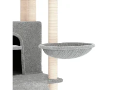 Árvore p/ gatos c/ postes arranhadores sisal 154 cm cinza-claro
