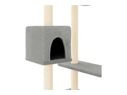 Árvore p/ gatos c/ postes arranhadores 82 cm cinzento-claro