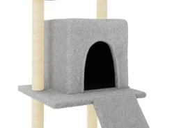Árvore p/ gatos c/ postes arranhadores sisal 110 cm cinza-claro