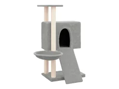 Árvore p/ gatos c/ postes arranhadores sisal 96 cm cinza-claro