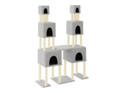 Árvore p/ gatos c/ postes arranhadores sisal 199 cm cinza-claro