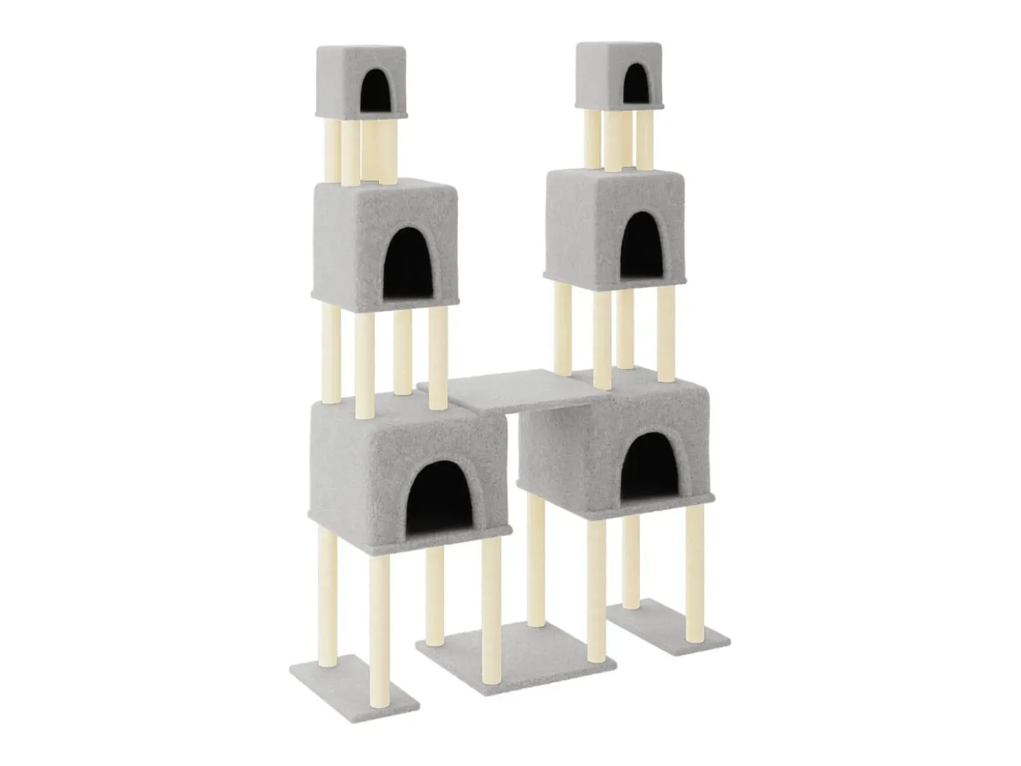 Árvore p/ gatos c/ postes arranhadores sisal 199 cm cinza-claro