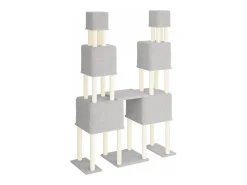Árvore p/ gatos c/ postes arranhadores sisal 199 cm cinza-claro