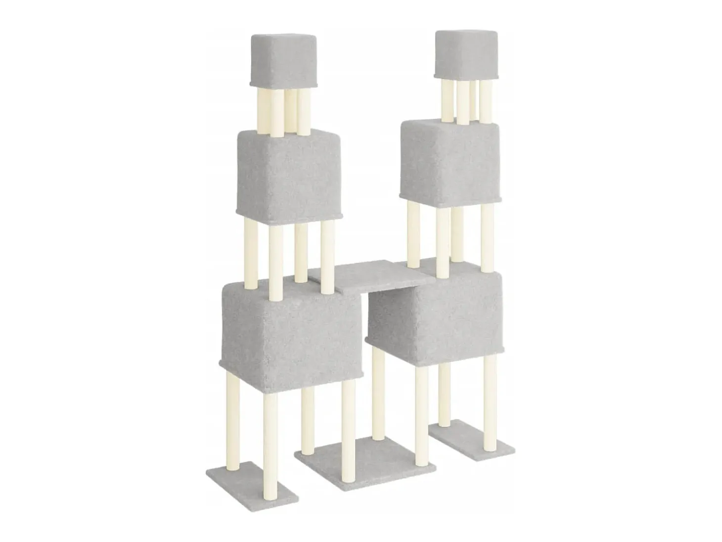 Árvore p/ gatos c/ postes arranhadores sisal 199 cm cinza-claro