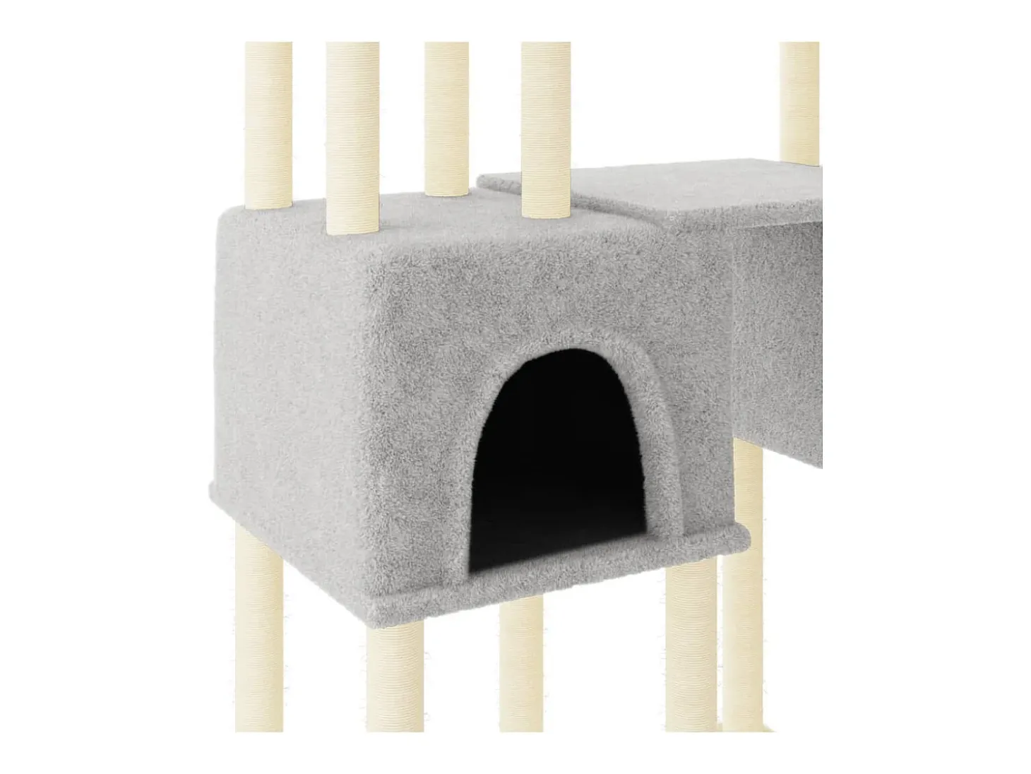 Árvore p/ gatos c/ postes arranhadores sisal 199 cm cinza-claro