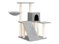 Árvore p/ gatos c/ postes arranhadores sisal 82 cm cinza-claro