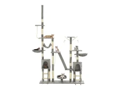 Árvore p/ gatos c/ postes arranhadores sisal 230-250cm cinzento